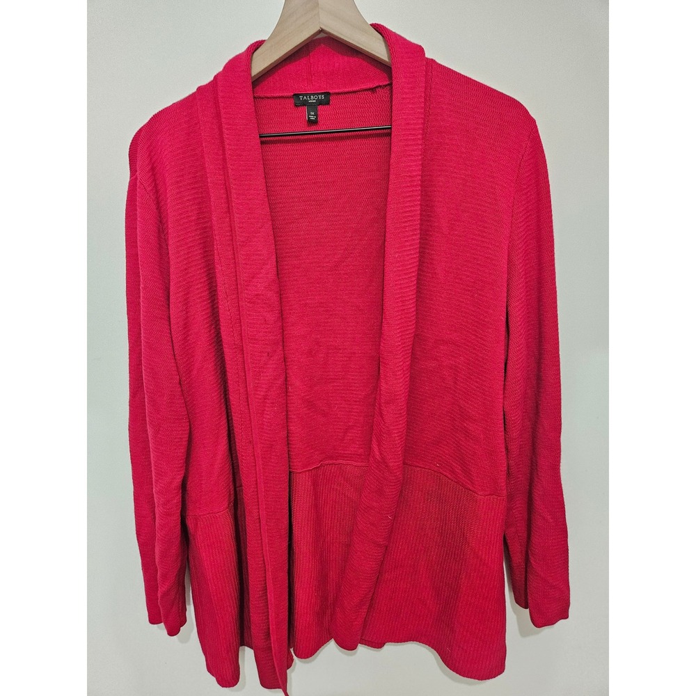 Talbots Woman Red Open Front Cardigan Sweater Cotton Rayon Blend Size 1X
